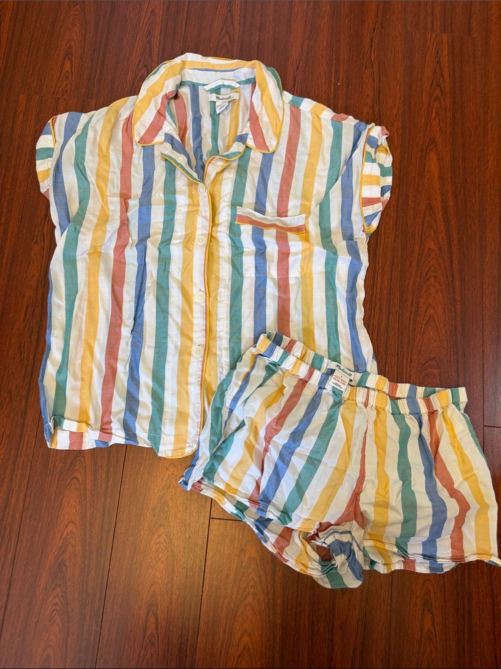 Madewell Striped Cotton Pajama Set in Multicolor Pastels